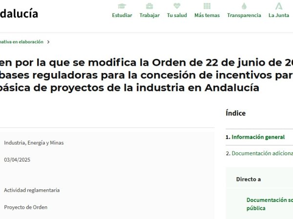 Alegaciones al cambio de las bases de los incentivos para la infraestructura básica de proyectos de la industria