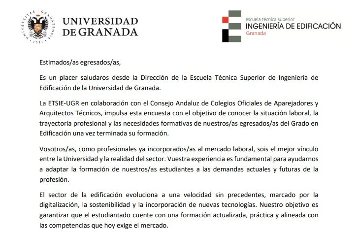 Encuesta para conocer la situación laboral de egresados del Grado en Edificación